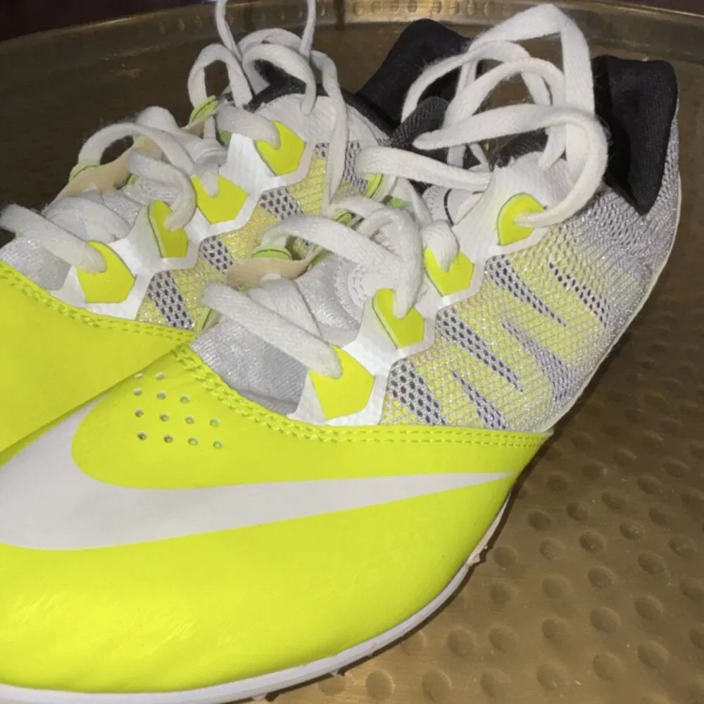 Nike Rival S Track Running Spikes Yellow White Athletic Shoes size 10